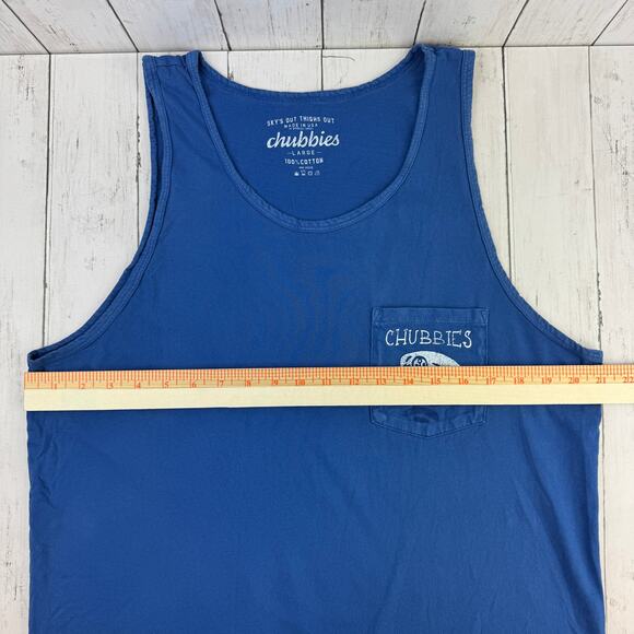 Chubbies Blue Admirals Club Sky’s Out Tights Out Sleeveless Tank Top Size Large - Picture 10 of 12